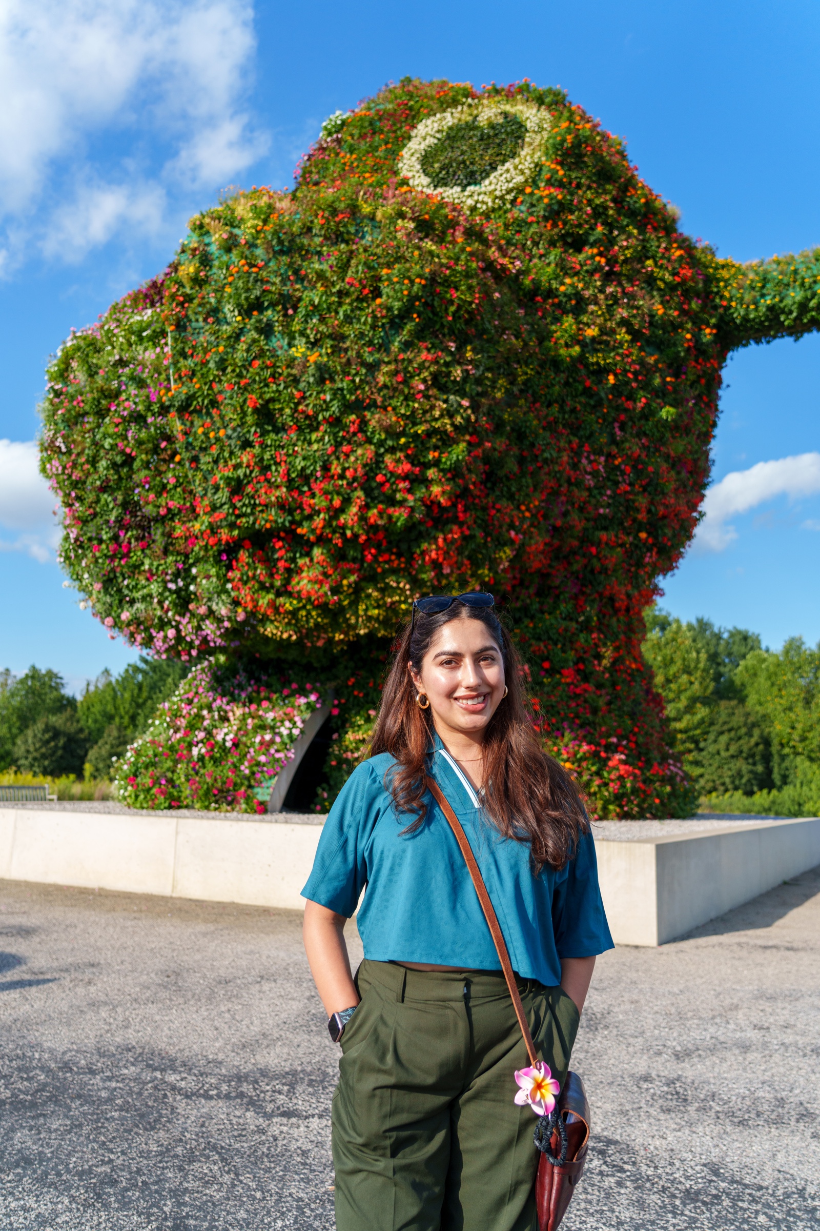 Golden hour portrait in a botanical garden
